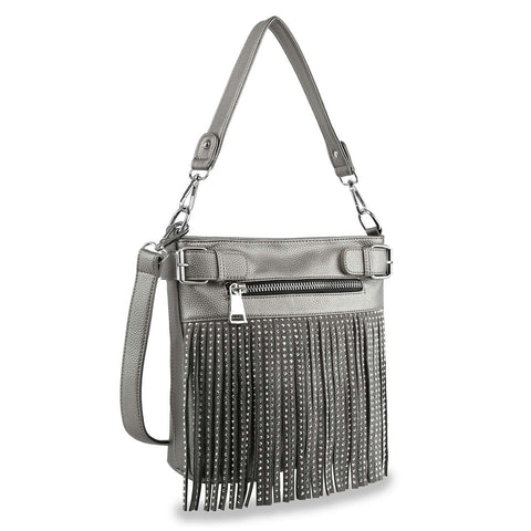 Classic Fringe Convertible Crossbody: Pewter