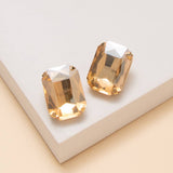 Rectangular Cut Crystal Stud Earrings: Blue