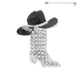 Crystal Jeweled Cowboy Boot Brooch Pin: Red