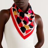 Abstract Animal Print Satin Scarf: Blue