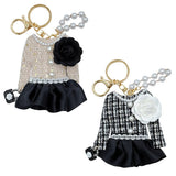 Flower Dress Pearl Key Chain Bag Charm: WHT / One Size