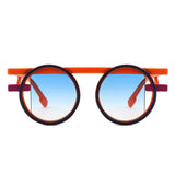Sunglasses Orange Round Futuristic Double Frame: Orange / Multi Tone / One Size