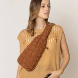 Quilted Stylish Lightweight Puffer Sling Bag: GRN / ONE SIZE