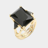 Rectangle Crystal Stretch Ring: MULTI
