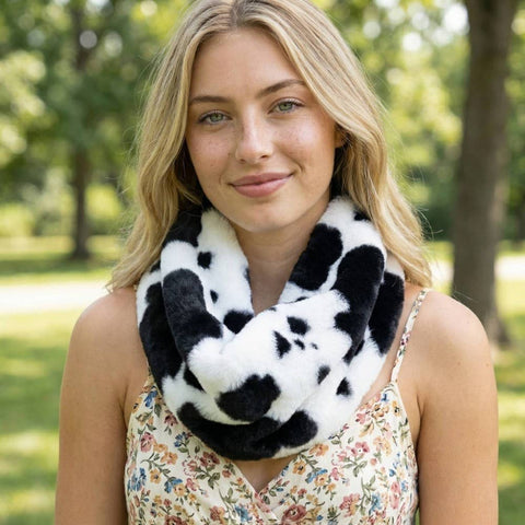 Cowhide Print Infinity Scarf: BK