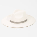 Pave Rhinestone Chain Fedora Hat: BK