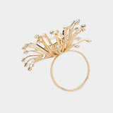 Stone Pointed Starburst Adjustable Ring: Gold