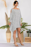 HH735R-PATTERN - Cold Shoulder Cover Up Dress: One Size / IVORY
