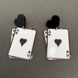Acrylic Blackjack Heart Post Earrings - YK