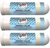 Three Wild Essentials Inner Calm Aromatherapy Inhalers on a white background