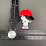 Girl with Red Beret Acrylic Brooch