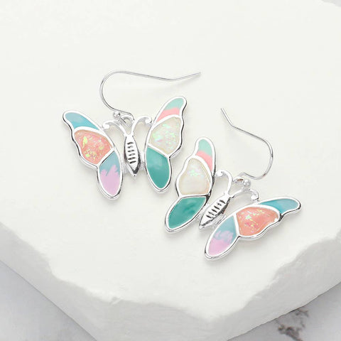 Colorful Enamel Butterfly Dangle Earrings