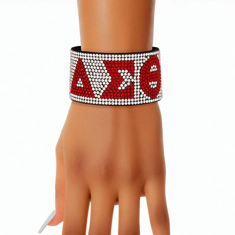 DST Sorority Clear Rhinestone Magnetic Bracelet: Clear / Rhodium / 7.75 x 1.5 inches