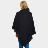 Bling Border Solid Neck Poncho
: BK-J