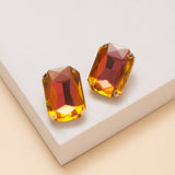 Rectangular Cut Crystal Stud Earrings: Blue