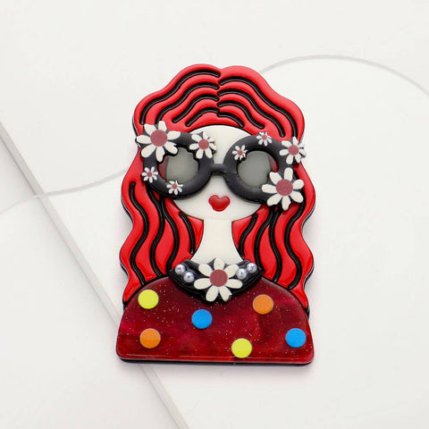 Resin  Flower Diva Pin Brooch