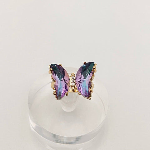 Gradient Glass Butterfly Ring: 6# light purple