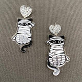 Halloween Mummy Cat Acrylic Earrings