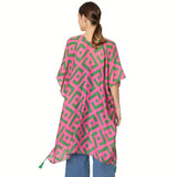 Kimono Lux Geo Print Pink and Green for Women: Pink and Green / Multi Tone / 35.4 x 35.4 inches