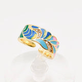 Multi-style Enamel Gold-plated Ring |Flowers|Butterfly|Eyes: A- Flowers