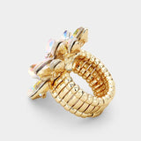 Marquise Crystal Cluster Stretch Ring: Gold Orange