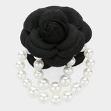 Rose Pointed Pearl Embellished Pin Brooch