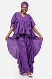 Women Two-Piece Set Ruffle Pant and Top PFL2 White: Orange Set