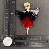 Halloween Masked Bar Woman Acrylic Brooch