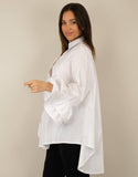 Oversized Cotton Shirt - Buttoned+Sleeves | GINA: Unique / White