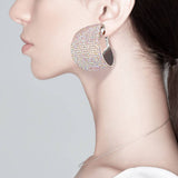 Rhinestone Pave Hoop Evening Earrings: Gold Rainbow
