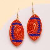 Two-Tone Rhinestone Pave Football Dangle Earrings: Brown