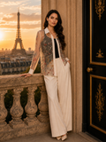 L3675-4 BUTTON DOWN MESH WITH SEQUENCE EMBROIDERY: XL