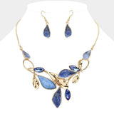 Enamel Leaf Vine Bib Necklace Set