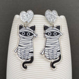 Halloween Mummy Cat Acrylic Earrings