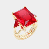 Rectangle Crystal Stretch Ring: MULTI