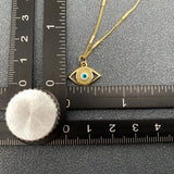 Enamel Evil Eye Charm 14K Gold Plated Necklace: Blue