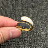 Two Tone Enamel 18K Gold Plated SS Adjustable Ring - FGS