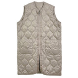 Quilted Padded Long Zipper Vest: IVY / One Size