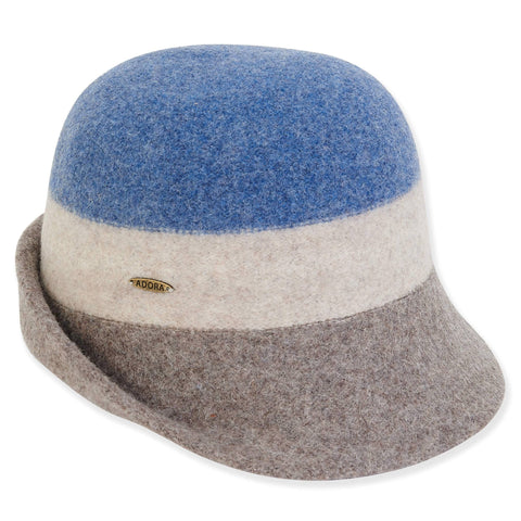 Blue, Soft Wool Cap, Brim 2.75"