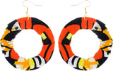 Woven African Print Bib Necklace & Earring Set: Fuchsia