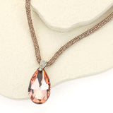 Teardrop Faceted Stone Pendant Bling Studded Necklace: Leopard