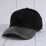 Corduroy Baseball Hat With Vegan Leather Brim: BR