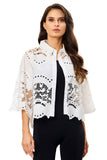 A104-W - Collared Lace Top: XL