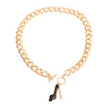 Black Boutique High Heel Necklace: Black / Gold / 18 Inches