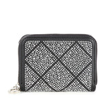 Rhinestone Petite Zip Around Wallet: Black