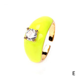 Colorful Enamel Inlaid Zircon Ring: D / Opening adjustable