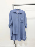 PURE VISCOSE LIGHTWEIGHT ASYMMETRIC SHIRT: Beige