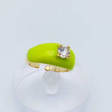 Colorful Enamel Inlaid Zircon Ring: D / Opening adjustable