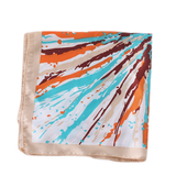 Abstract Splash Print Satin Scarf: Orange