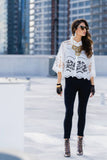 A104-W - Collared Lace Top: XL